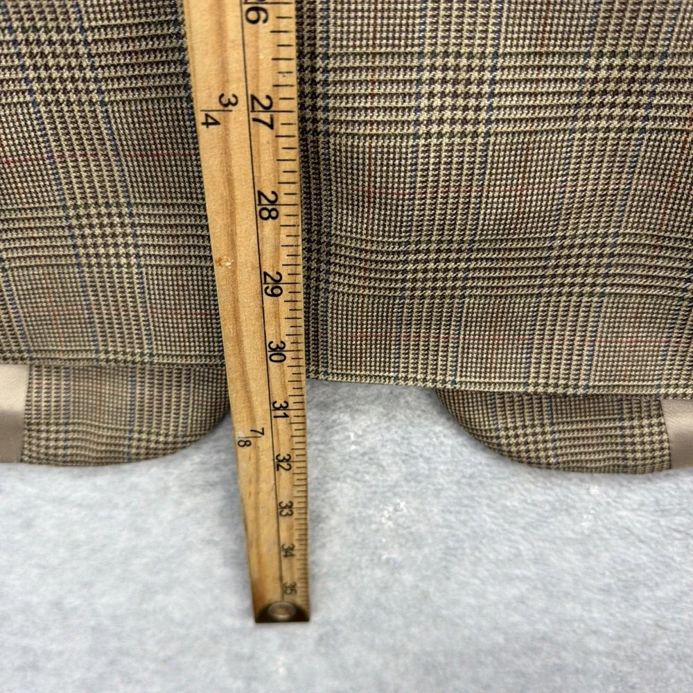 Tommy Hilfiger Blazer Mens 40‎ Brown Glen Plaid Silk Wool Sport Coat Suit Jacket